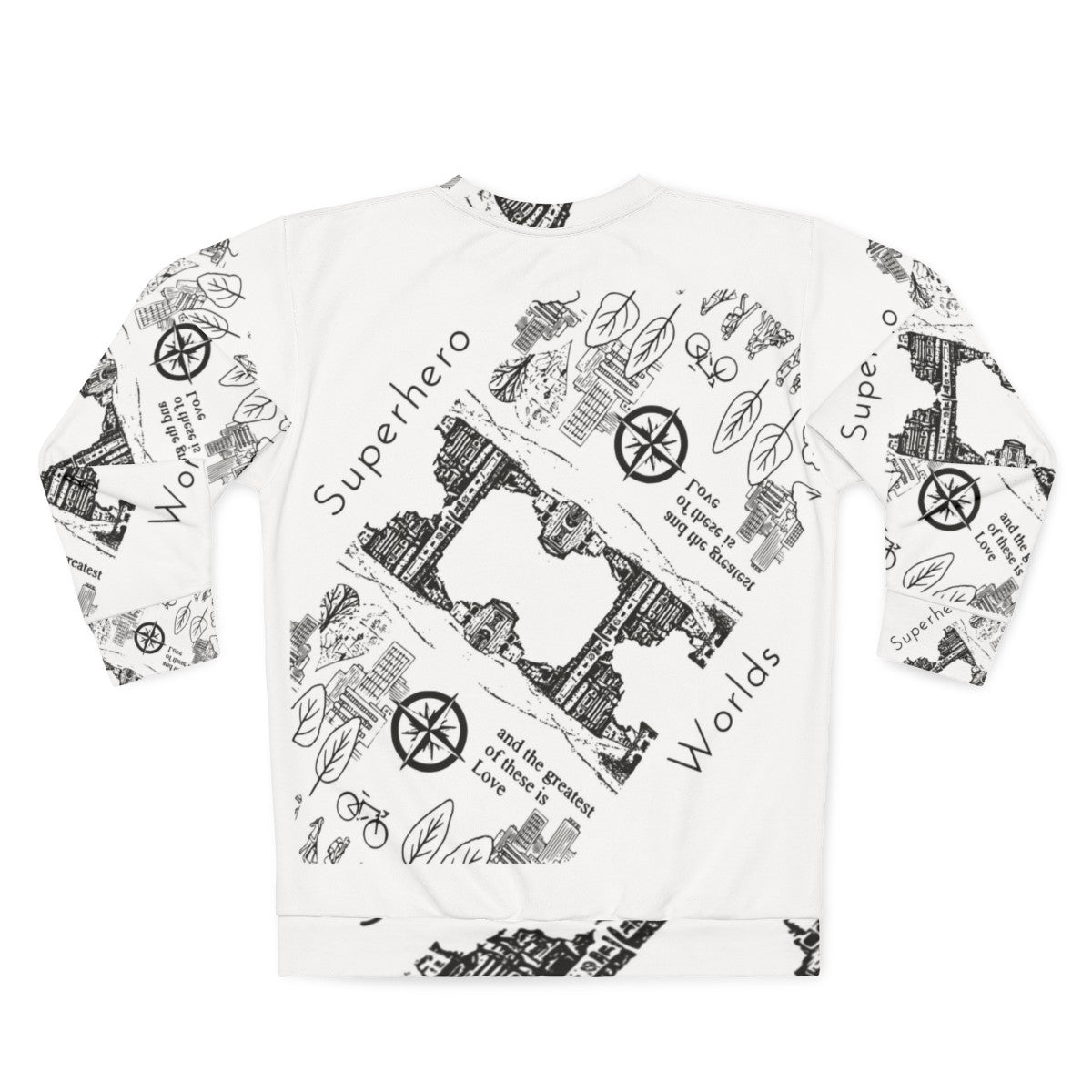 Superhero Worlds Dimensional Sweatshirt featuring a cinematic superhero graphic - Back