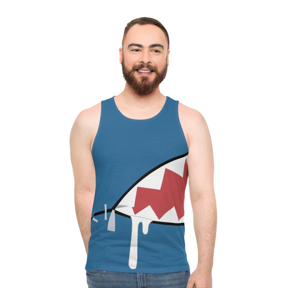 Anime virtual youtuber Hololive shark teeth design unisex tank top - men