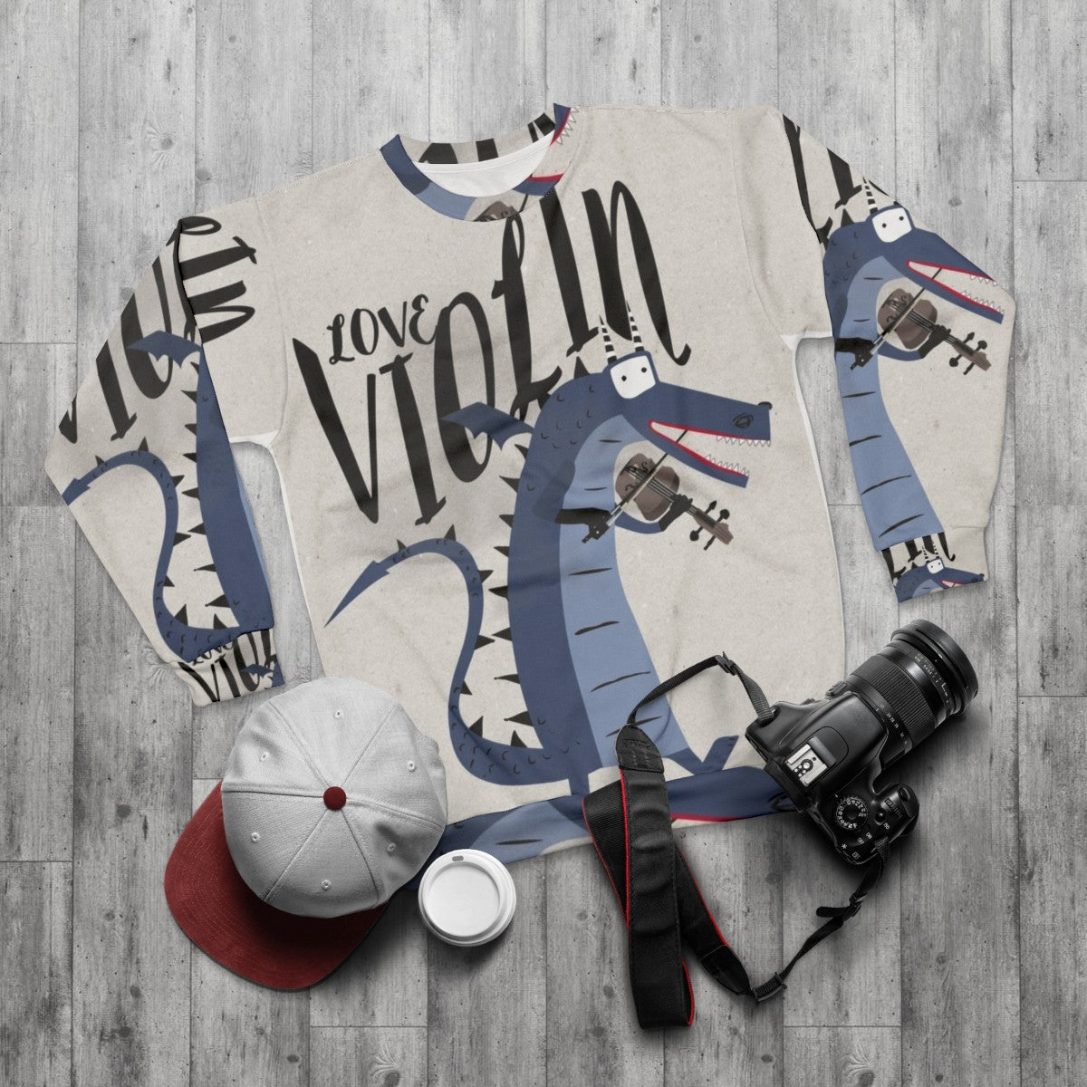 Blue Dragon Violinist Sweatshirt - flat lay