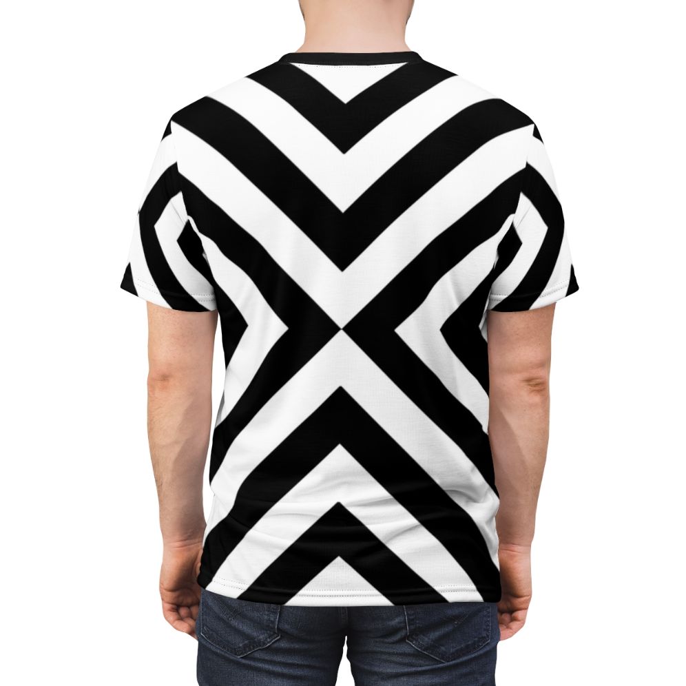 Minimalist modern black and white pattern graphic t-shirt design - men back