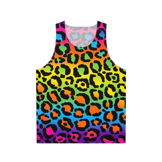 1997 neon rainbow leopard print unisex tank top