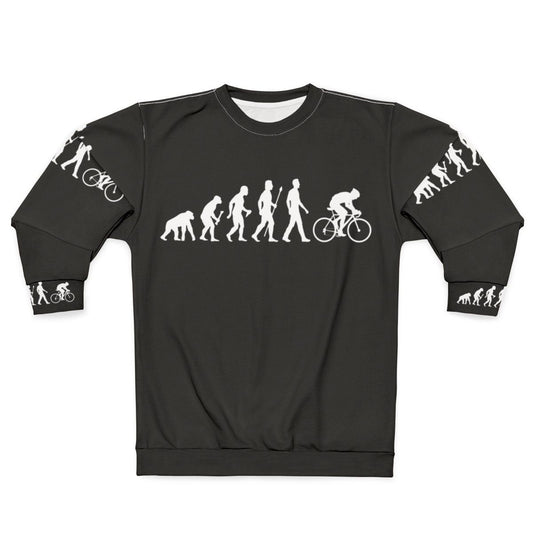 Cycling evolution sweatshirt with humorous cyclist silhouette