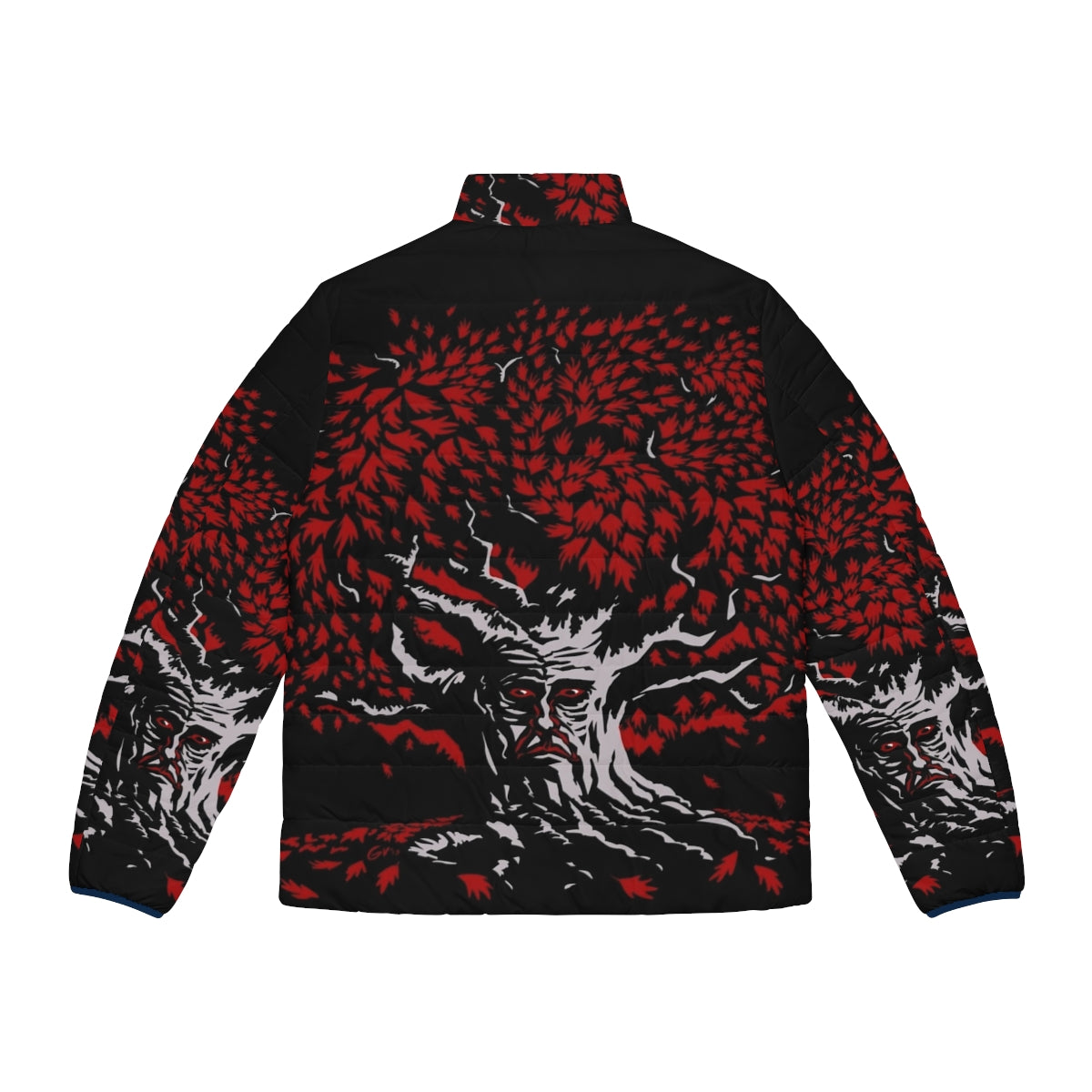 Winterfell Weirwood Puffer Jacket featuring the iconic weirwood tree from Game of Thrones - Back