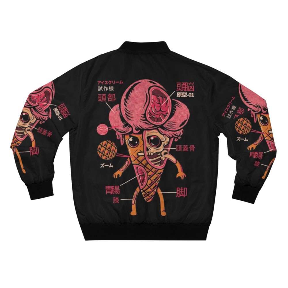 Stylish ice cream kaiju bomber jacket with a retro Japanese design - Back