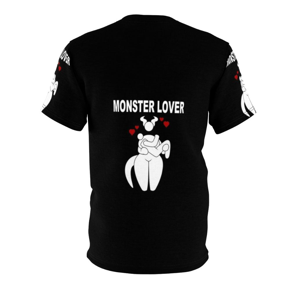 Black and white monster lover t-shirt with a bold graphic design - Back