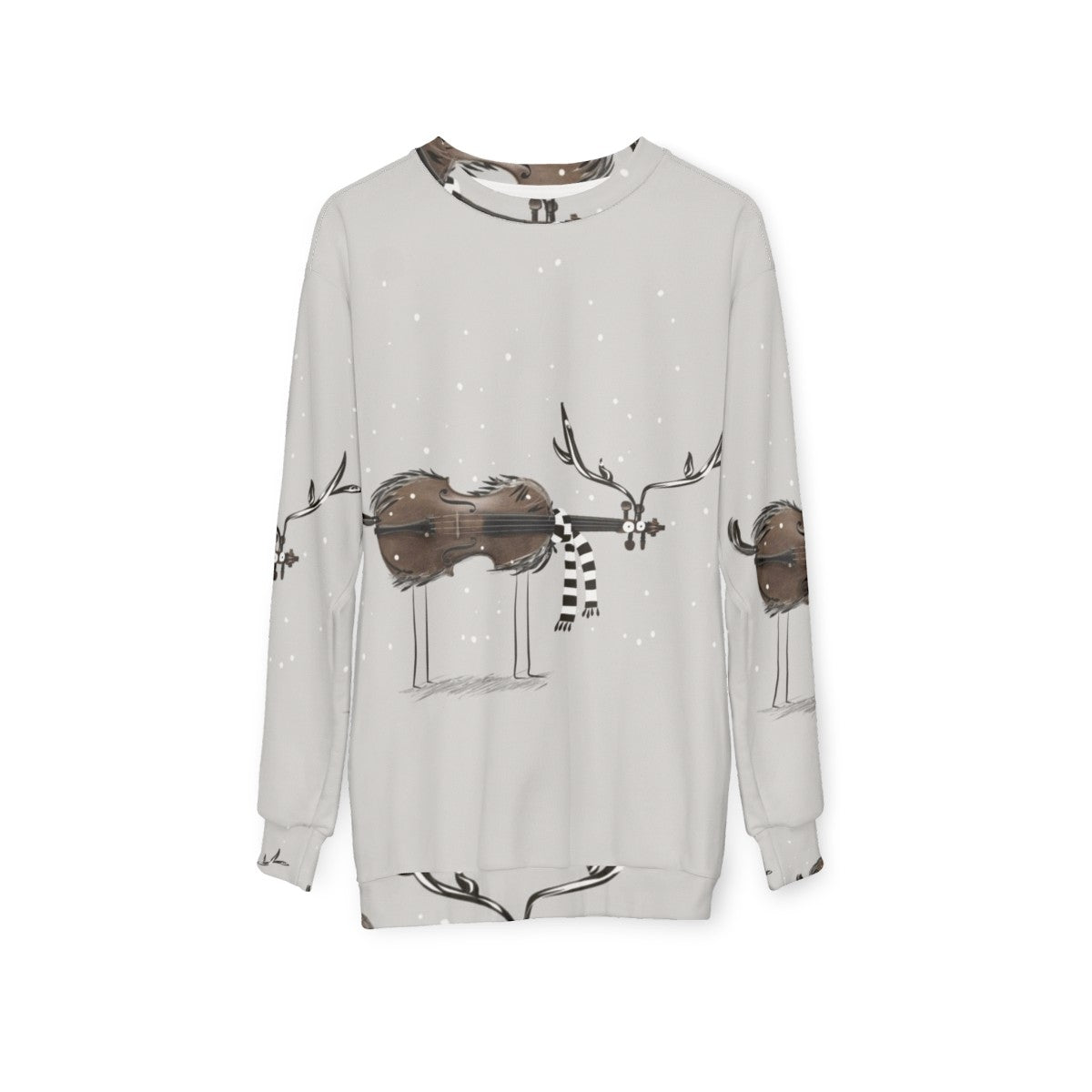 Christmas Violin Reindeer Sweatshirt for Musicians - hanging