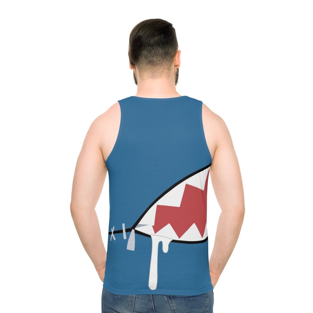 Anime virtual youtuber Hololive shark teeth design unisex tank top - men back