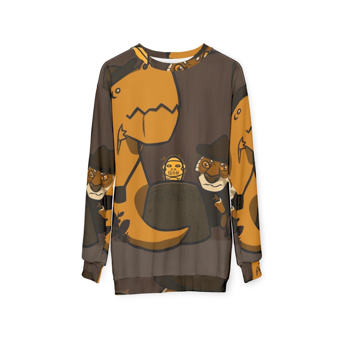 Nervous adventure sweatshirt with dinosaur and tiger in the jungle - hanging