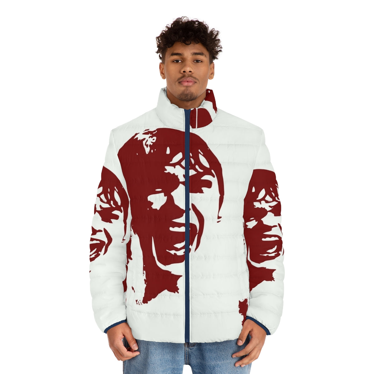 Psycho Puffer Jacket featuring a Hitchcock movie-inspired design - men front