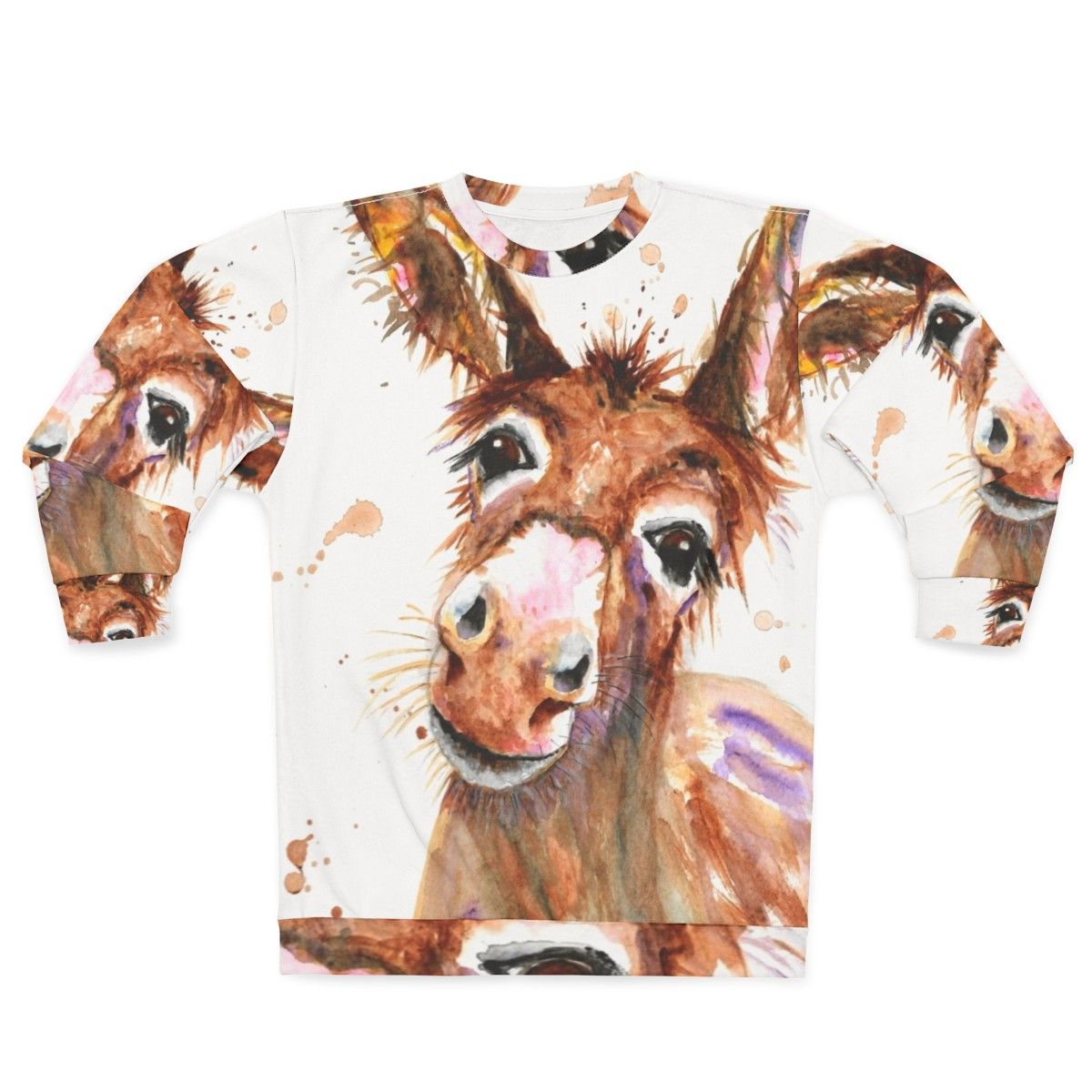 Cute donkey face printed on a cozy sweatshirt