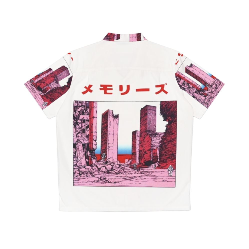 Akira-themed Hawaiian shirt with cyberpunk and vaporwave design - Back