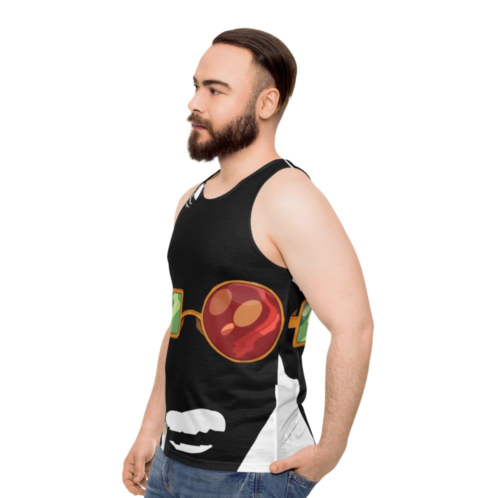 Spiderweb unisex tank top with comic art and smoke design - men side