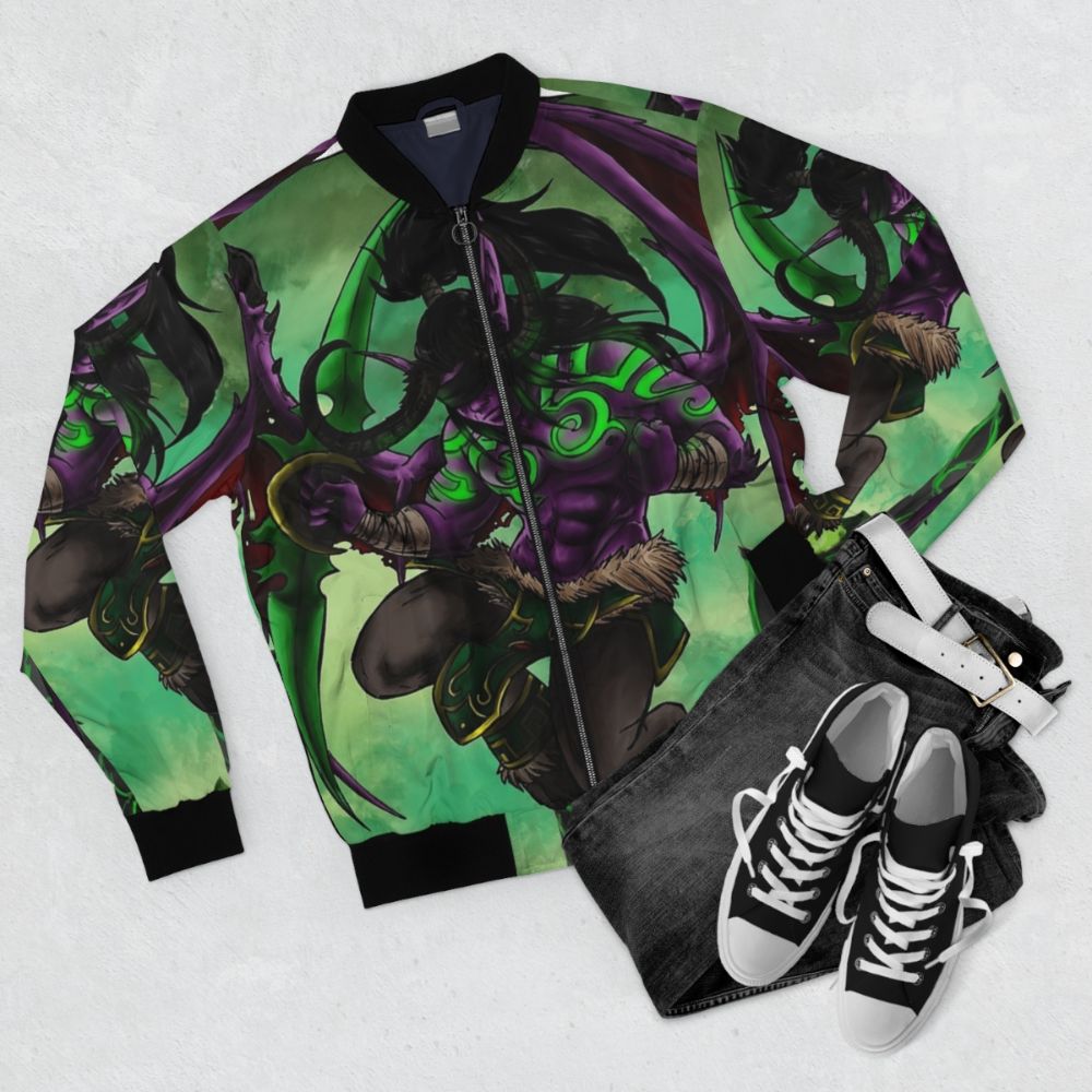 Illidan Stormrage World of Warcraft Bomber Jacket - Flat lay