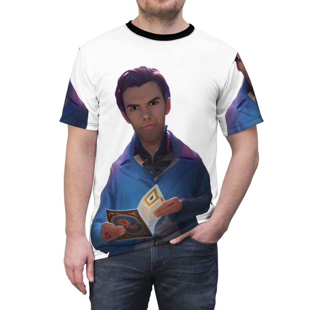 A vibrant, high-quality t-shirt featuring a custom Bridgerton fanart design of the character Colin Bridgerton. - men front