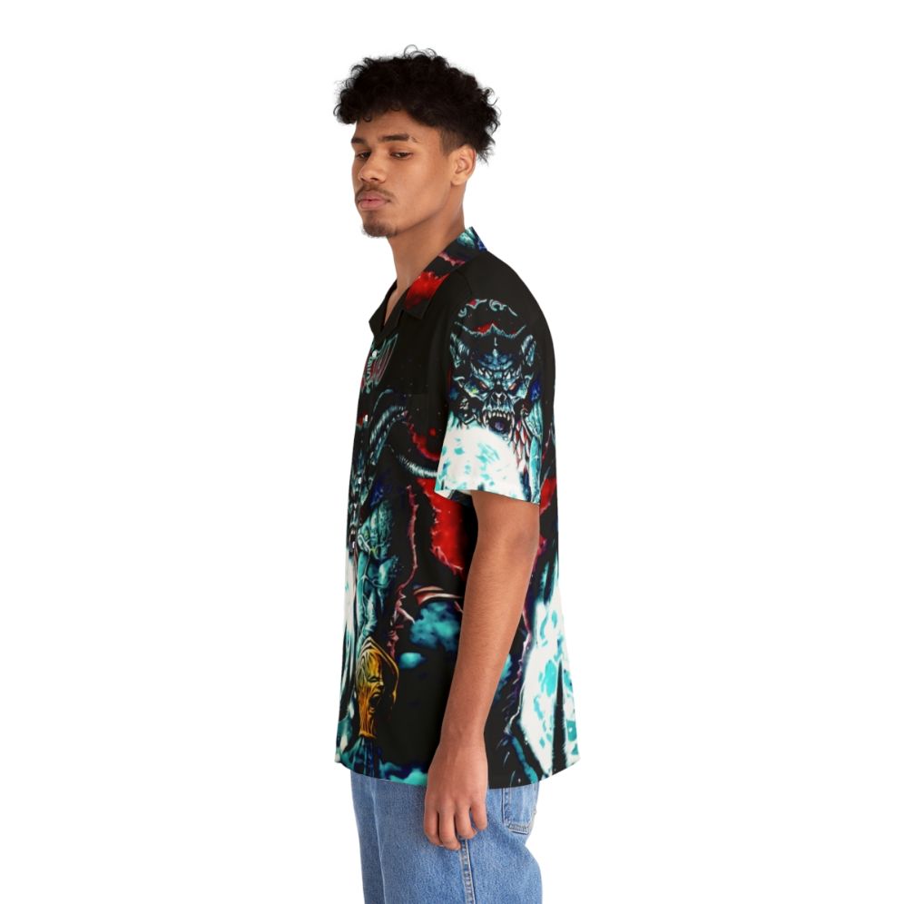 Metal Master Hawaiian Shirt with Celestial Moon Demon Design - People Left