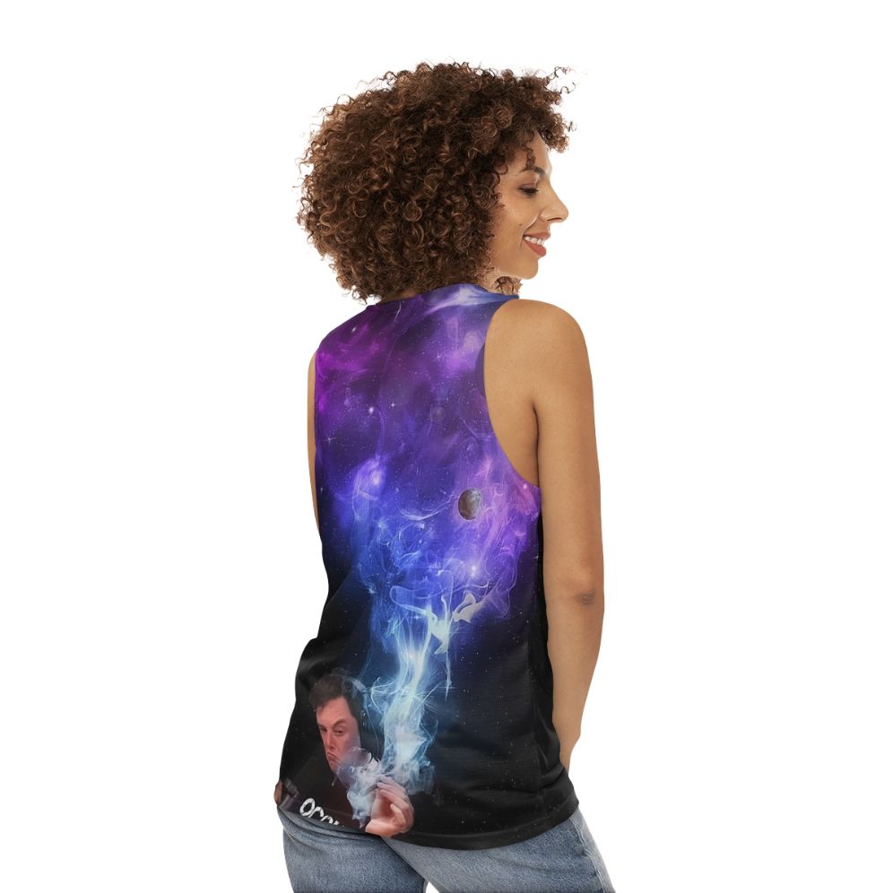 Elon Musk Smoking the Universe Unisex Tank Top - women back