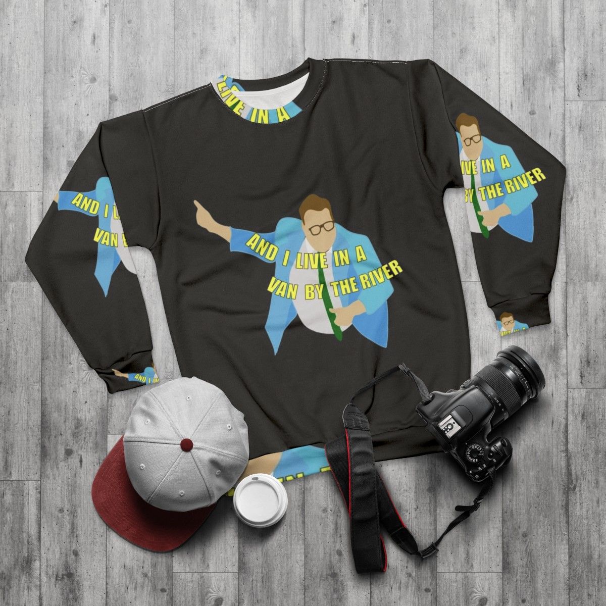 Chris Farley "Van Down By The River" Comedy Sweatshirt - flat lay