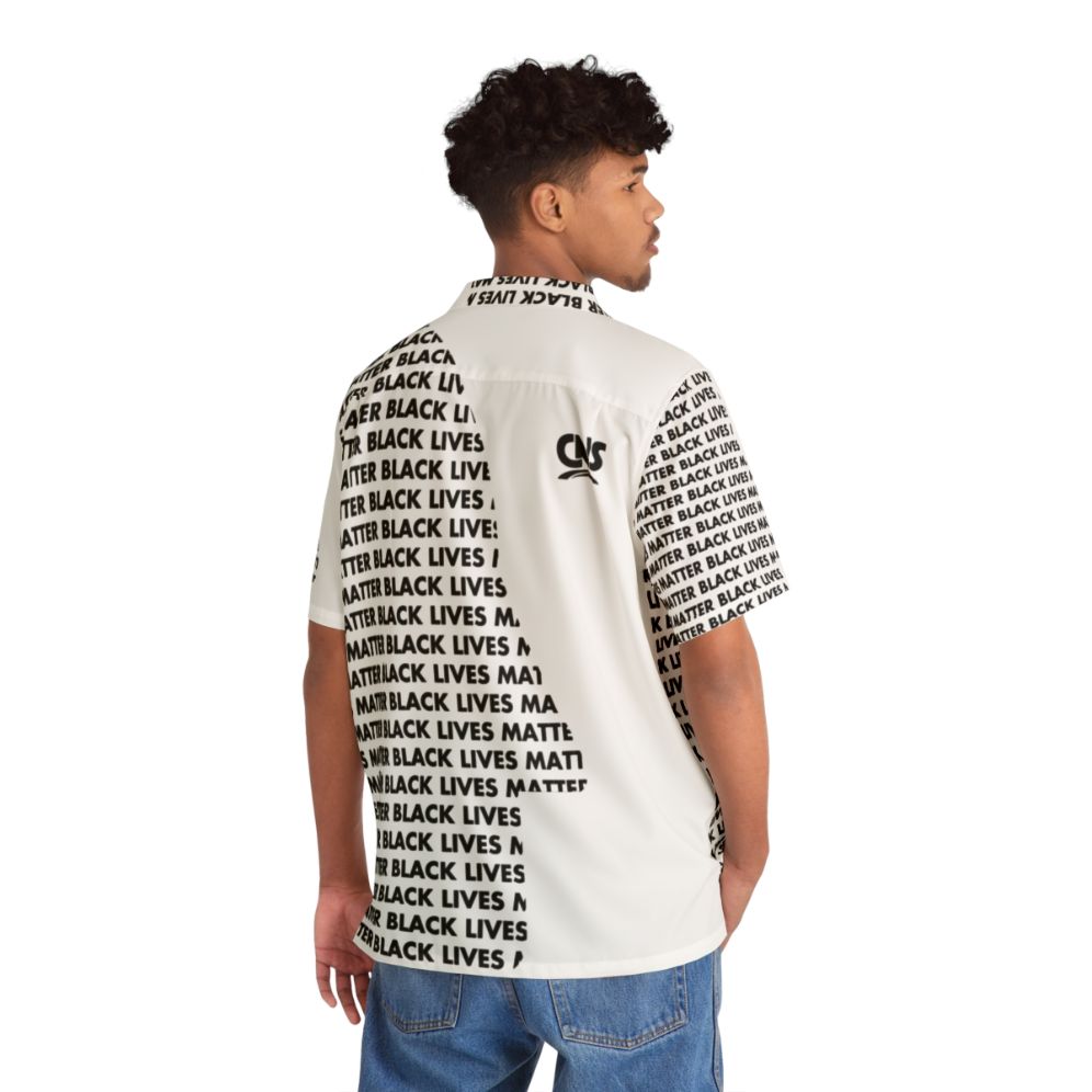 Black Lives Matter (BLM) white Hawaiian shirt - People Back