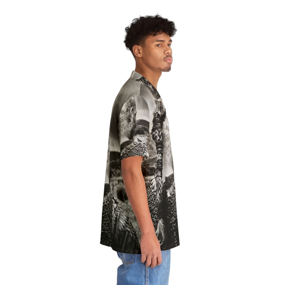 Ragnar Lothbrok Black and White Hawaiian Shirt - People Pight