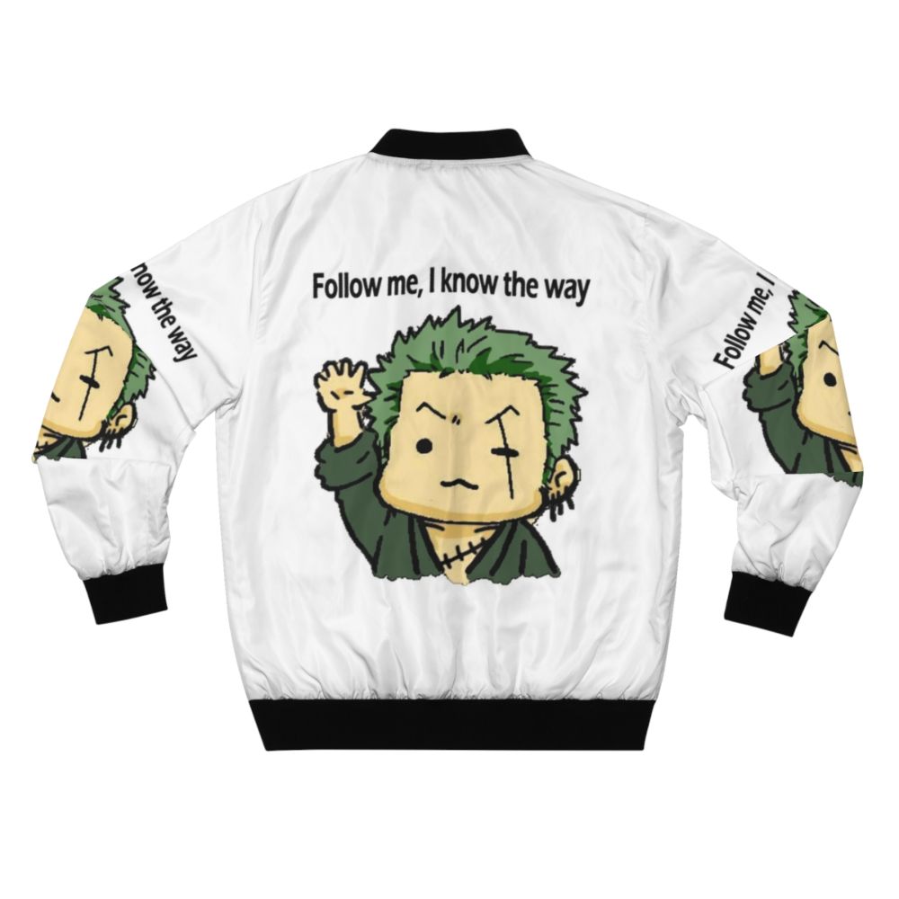 One Piece Roronoa Zoro Active Bomber Jacket featuring the iconic Straw Hat Pirate design - Back