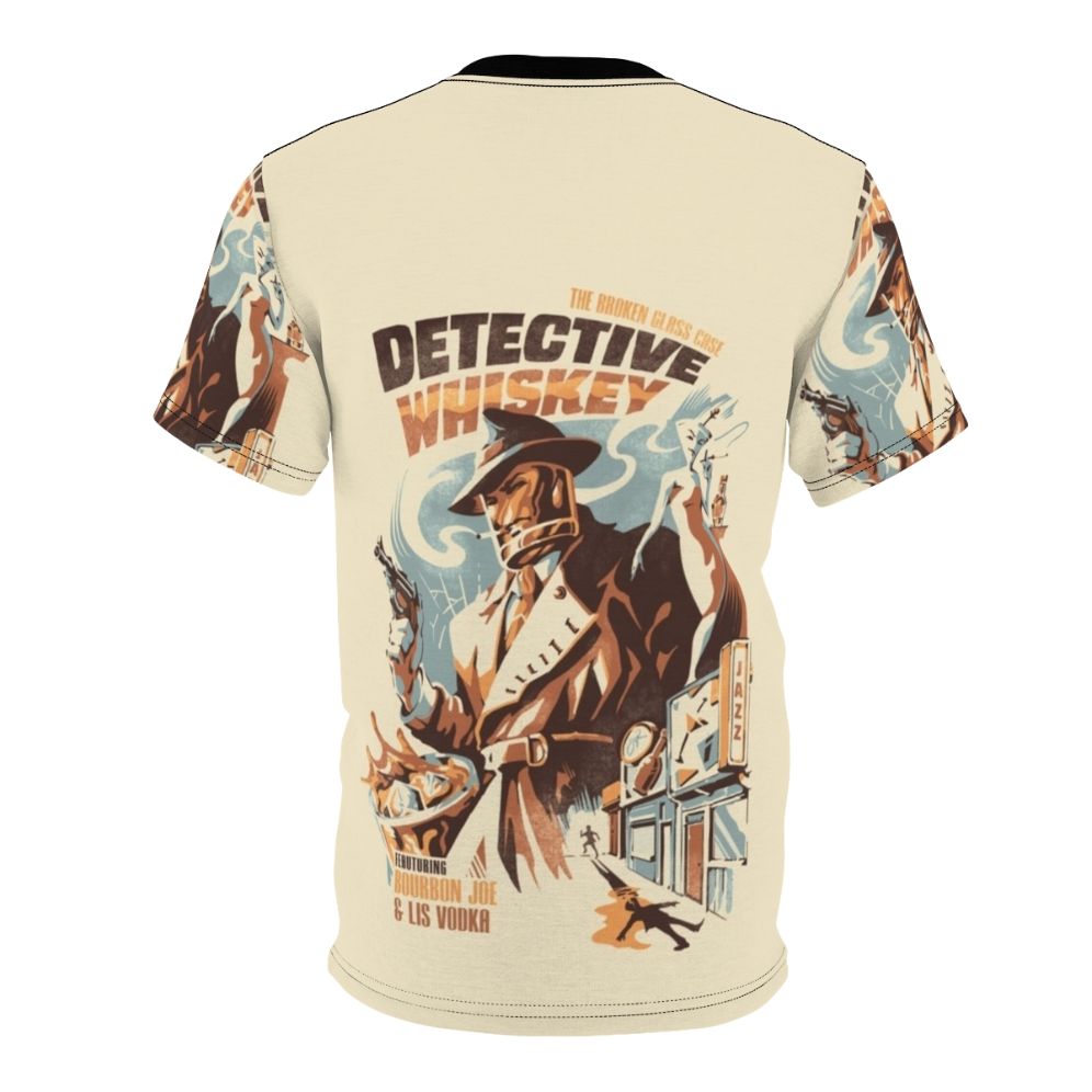 Vintage style t-shirt with detective and whiskey graphic - Back