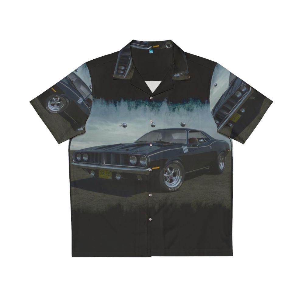 Phantasm Cuda Hawaiian Shirt featuring the iconic Barracuda car from the horror movie Phantasm