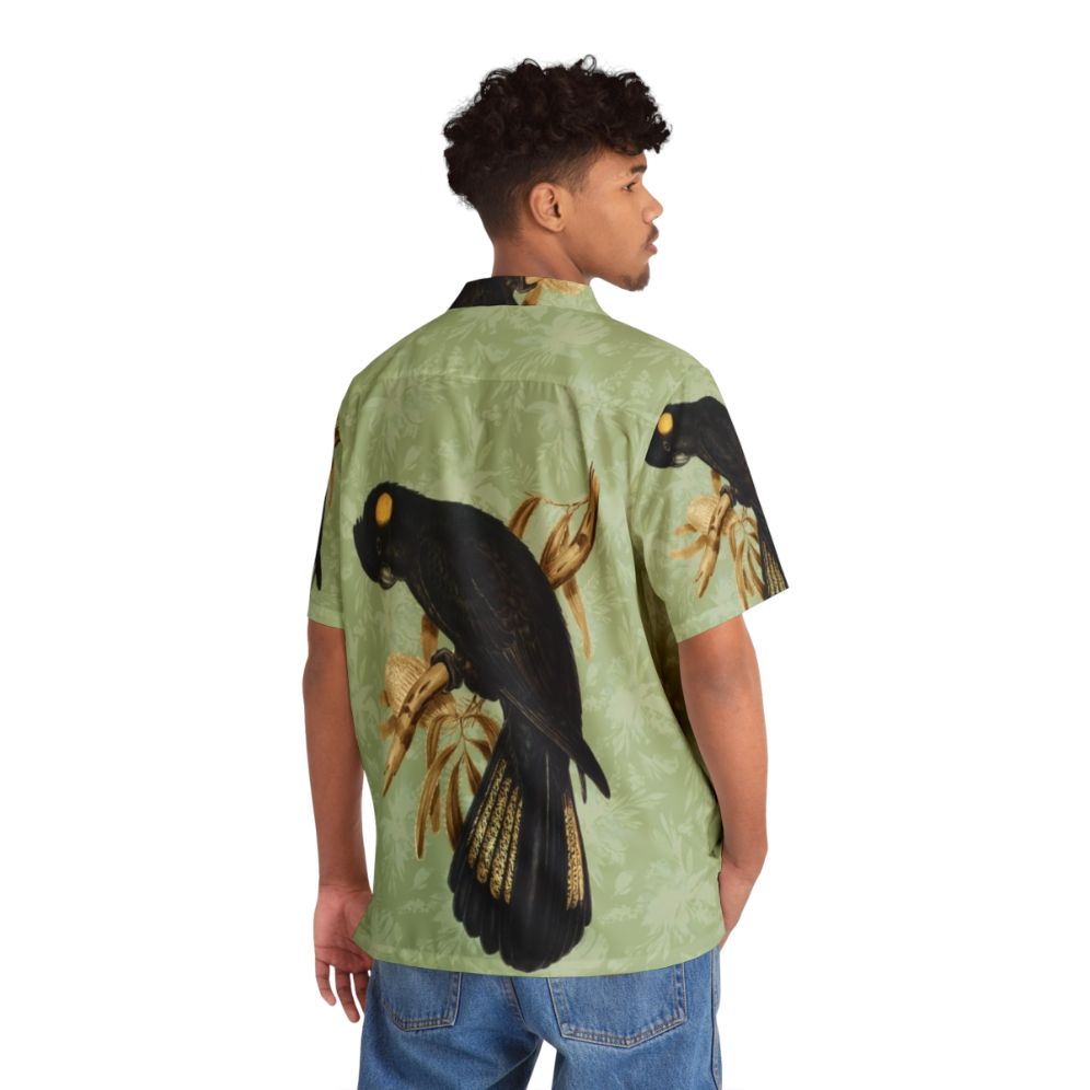 Yellow tailed black cockatoo Hawaiian shirt with botanical print - People Back