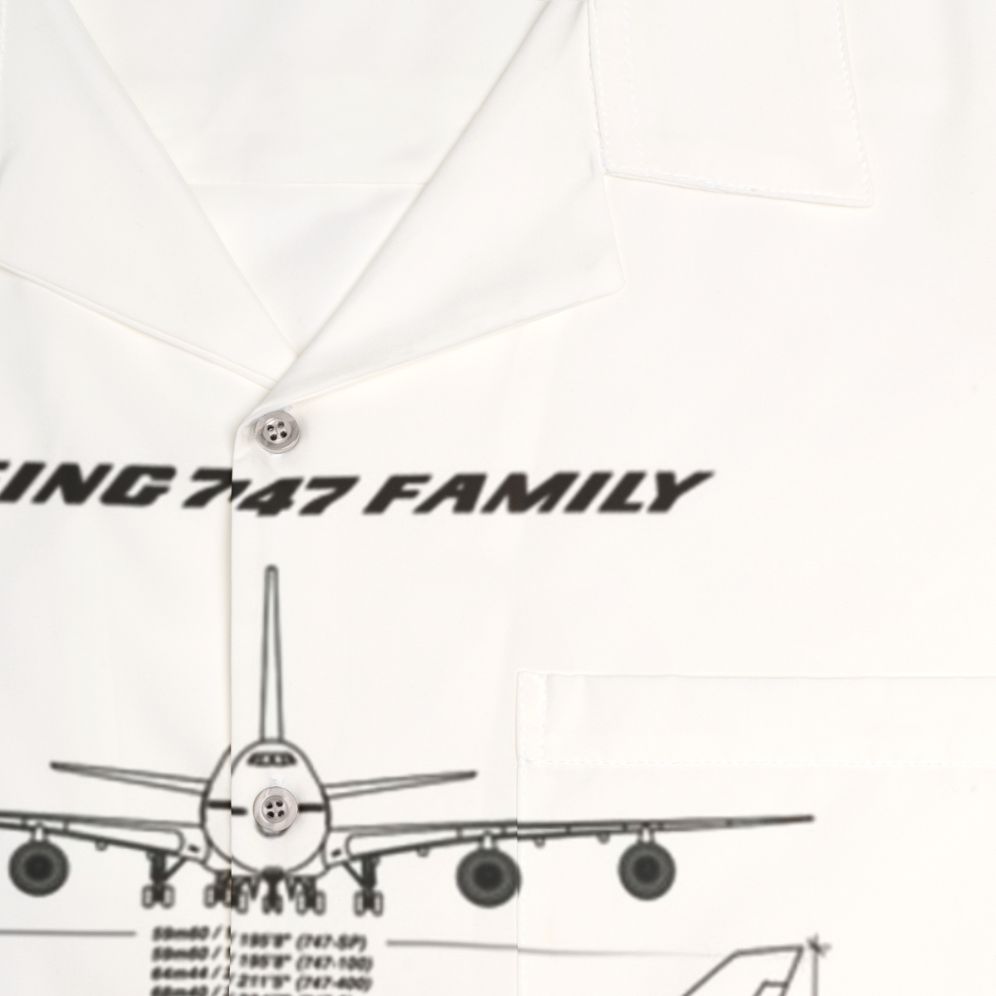 Boeing 747 Jumbo Jet Blueprint Hawaiian Shirt - Detail