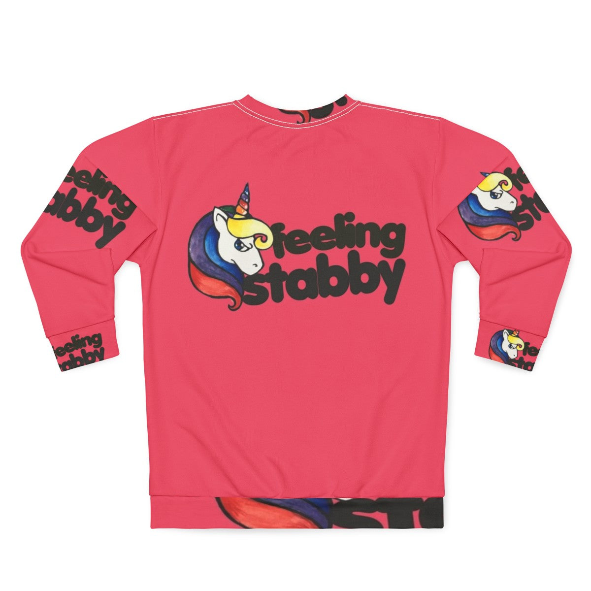 Feeling Stabby Retro Rainbow Unicorn Sweatshirt - Back