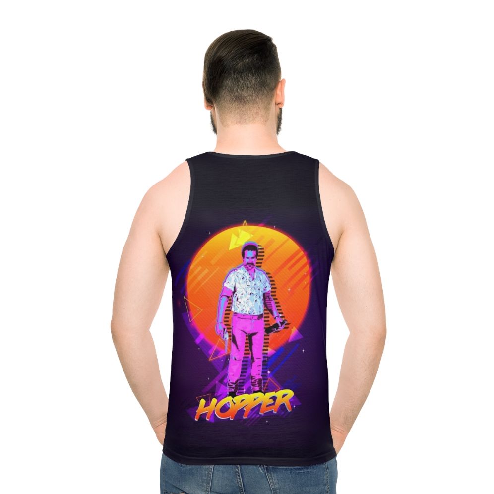 Hopper Inspired Stranger Things 80s Unisex Tank Top - men back