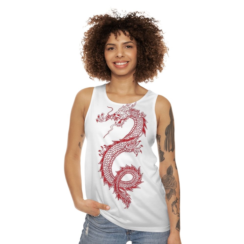 Legendary animals dragon silhouette unisex tank top - women