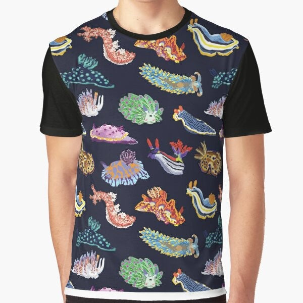 Vibrant Nudibranch (Sea Slug) Illustration T-Shirt for Marine Biology Enthusiasts