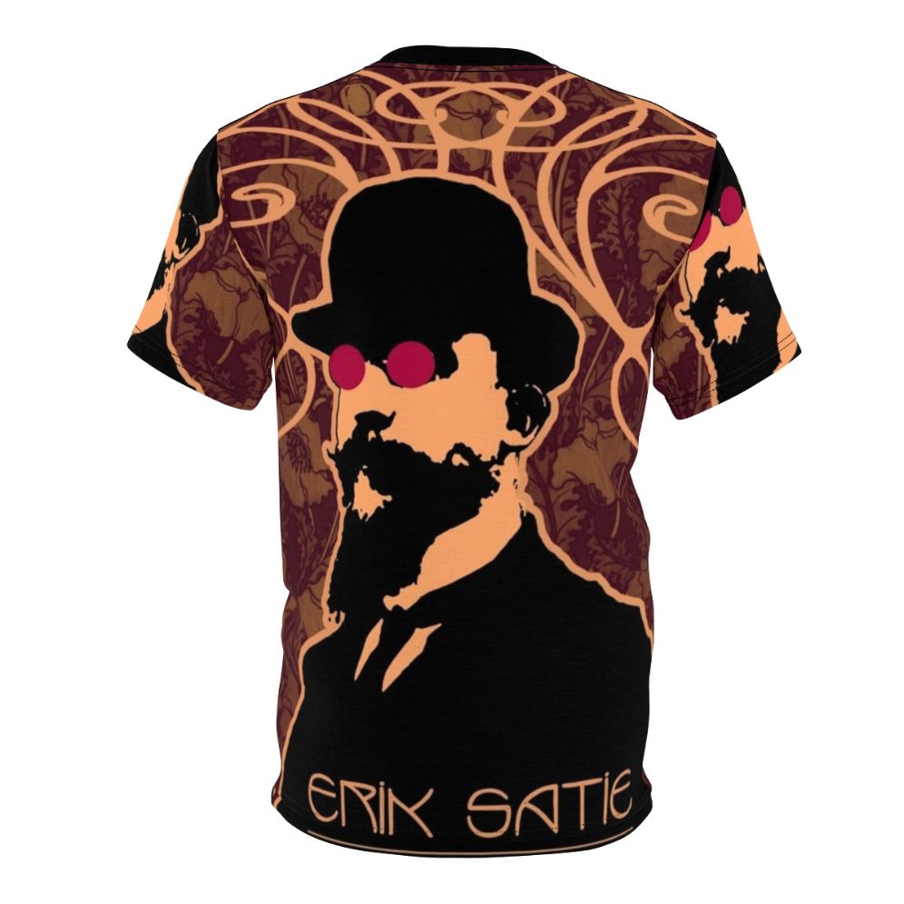 Vibrant and surreal AOP t-shirt design inspired by the art nouveau and classical music compositions of composer Erik Satie. - Back