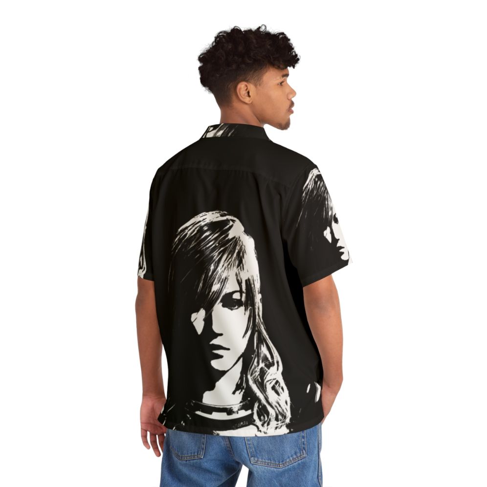 Final Fantasy XIII Lightning Character Black and White Hawaiian Shirt - People Back