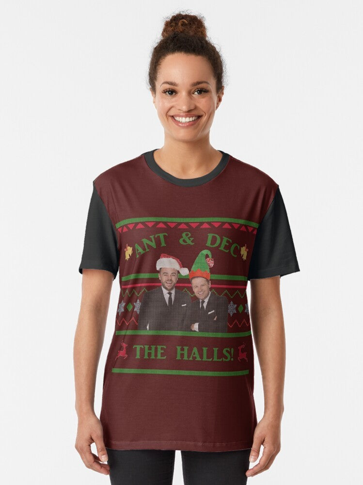 Ant and Dec the halls Christmas sweater graphic t-shirt - Women