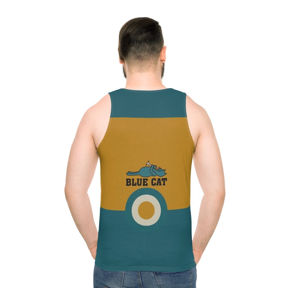 Blue Cat Unisex Tank Top - men back