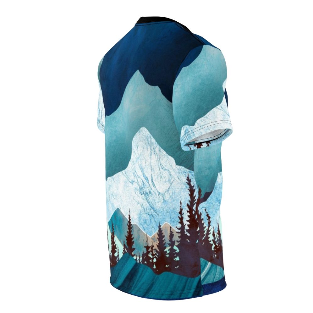 Serene and ethereal moon bay landscape on an all-over printed t-shirt - men right