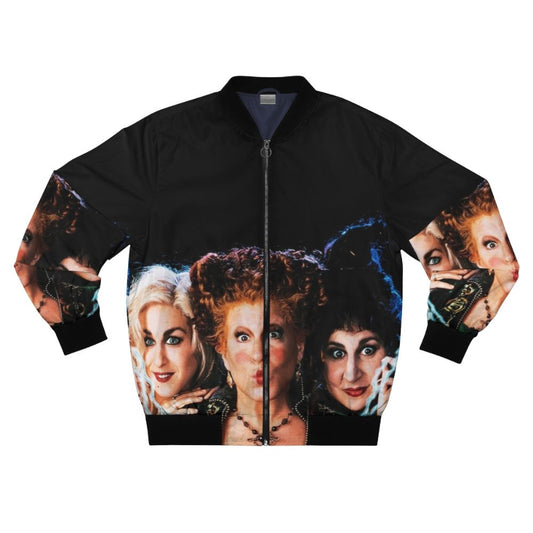 Hocus Pocus-themed bomber jacket with witches and Halloween imagery