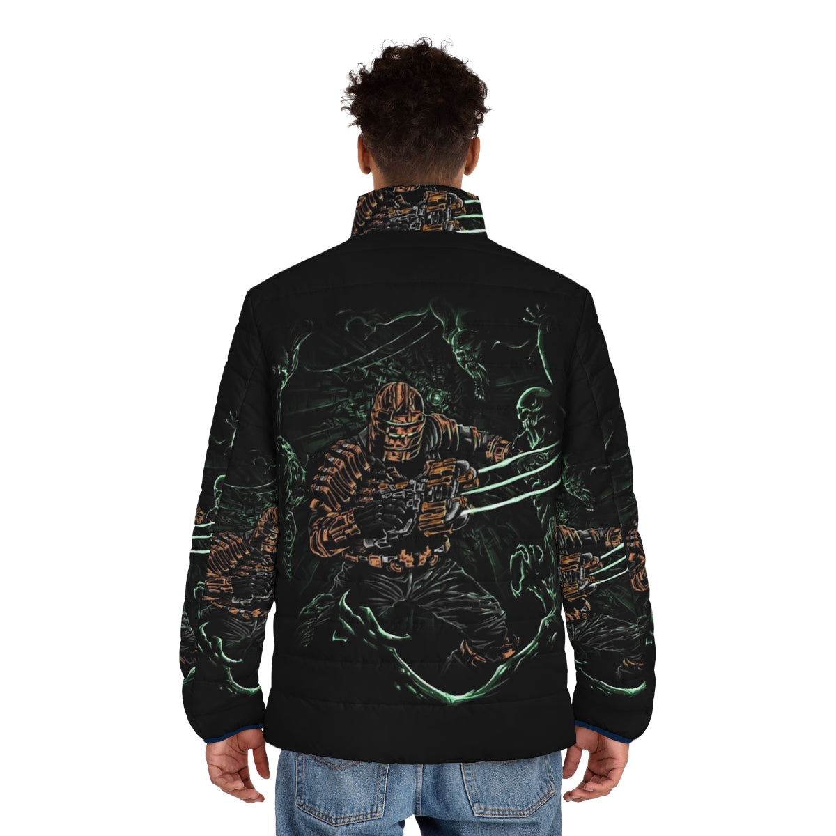 Necro Nightmare Puffer Jacket with Dead Space inspired design - men back