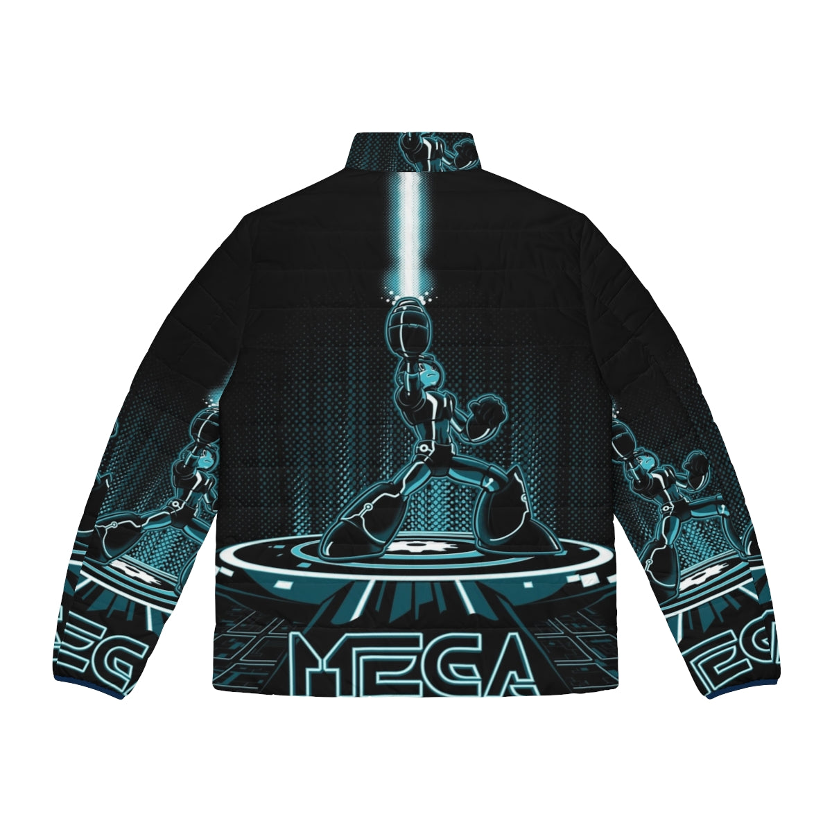 Mega 80s puffer jacket with video game and movie inspired design - Back