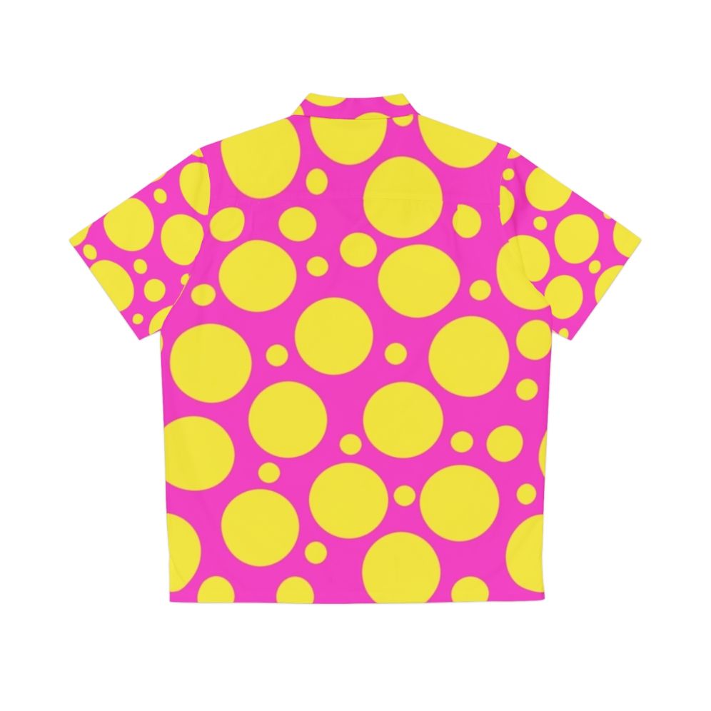 Colorful polka dot Hawaiian shirt in bright pink and yellow - Back