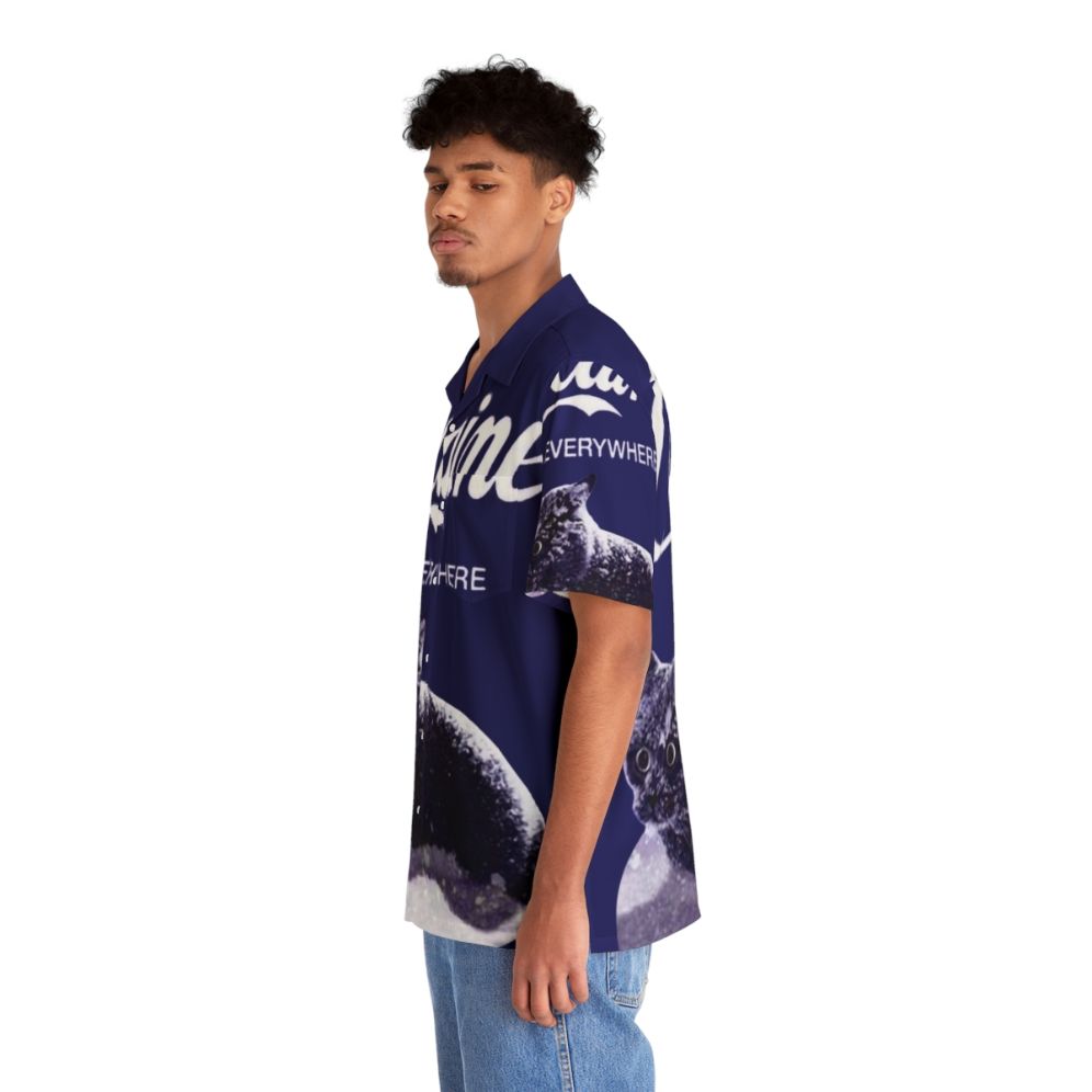 Cocaine Cat Hawaiian Shirt featuring a cat print design - People Left