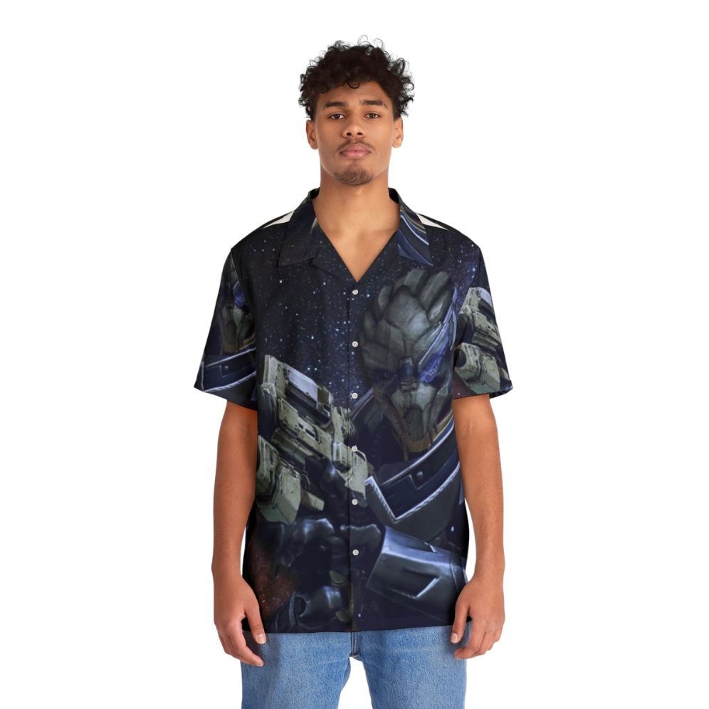 Garrus Vakarian Hawaiian Shirt - Mass Effect Inspired Alien Apparel - People Front