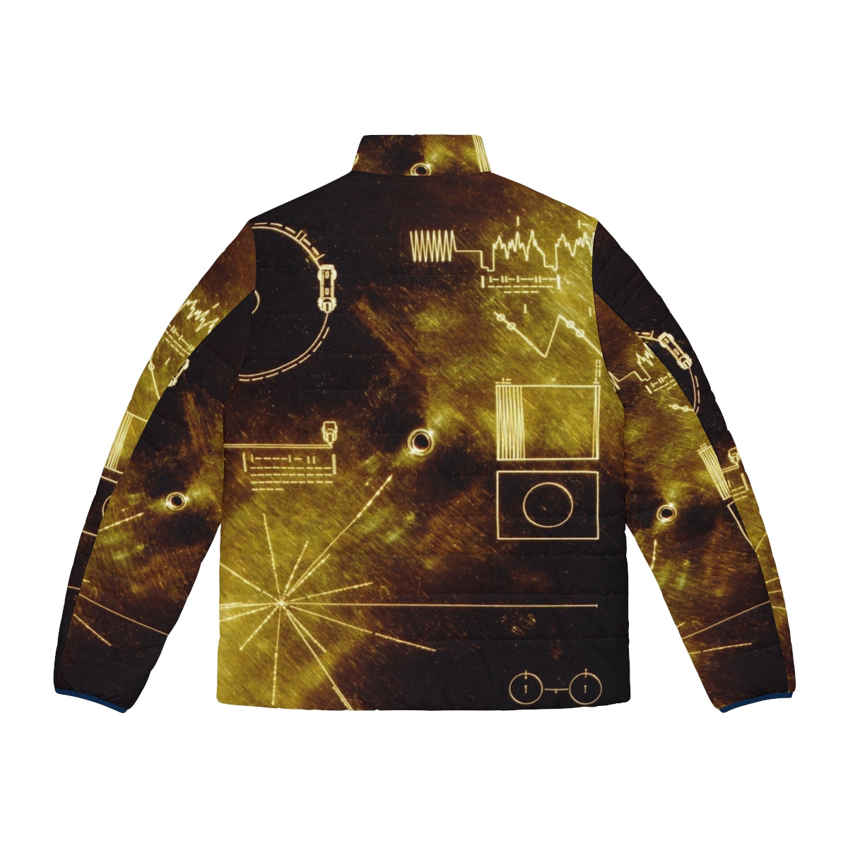 Voyager Golden Record Puffer Jacket featuring the iconic golden record launched into space - Back