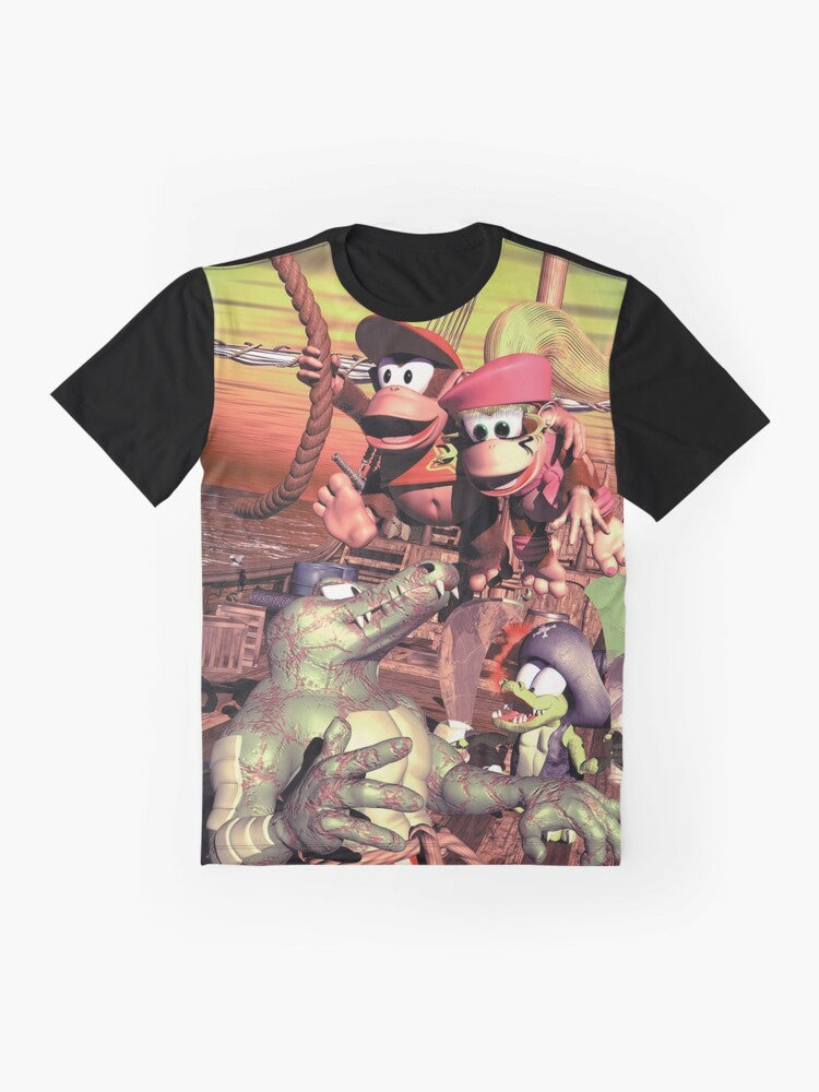 Vintage Donkey Kong Country graphic t-shirt featuring a rope design - Flat lay