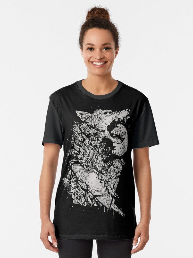 Werewolf silhouette graphic design on a t-shirt - Women