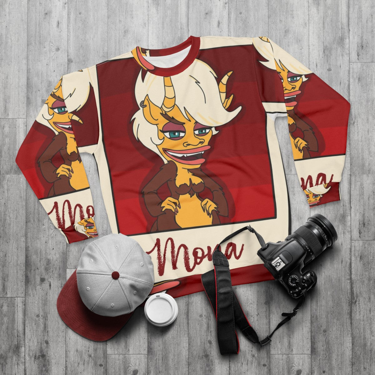 Big Mouth Hormone Monster Mona Netflix Sweatshirt - flat lay