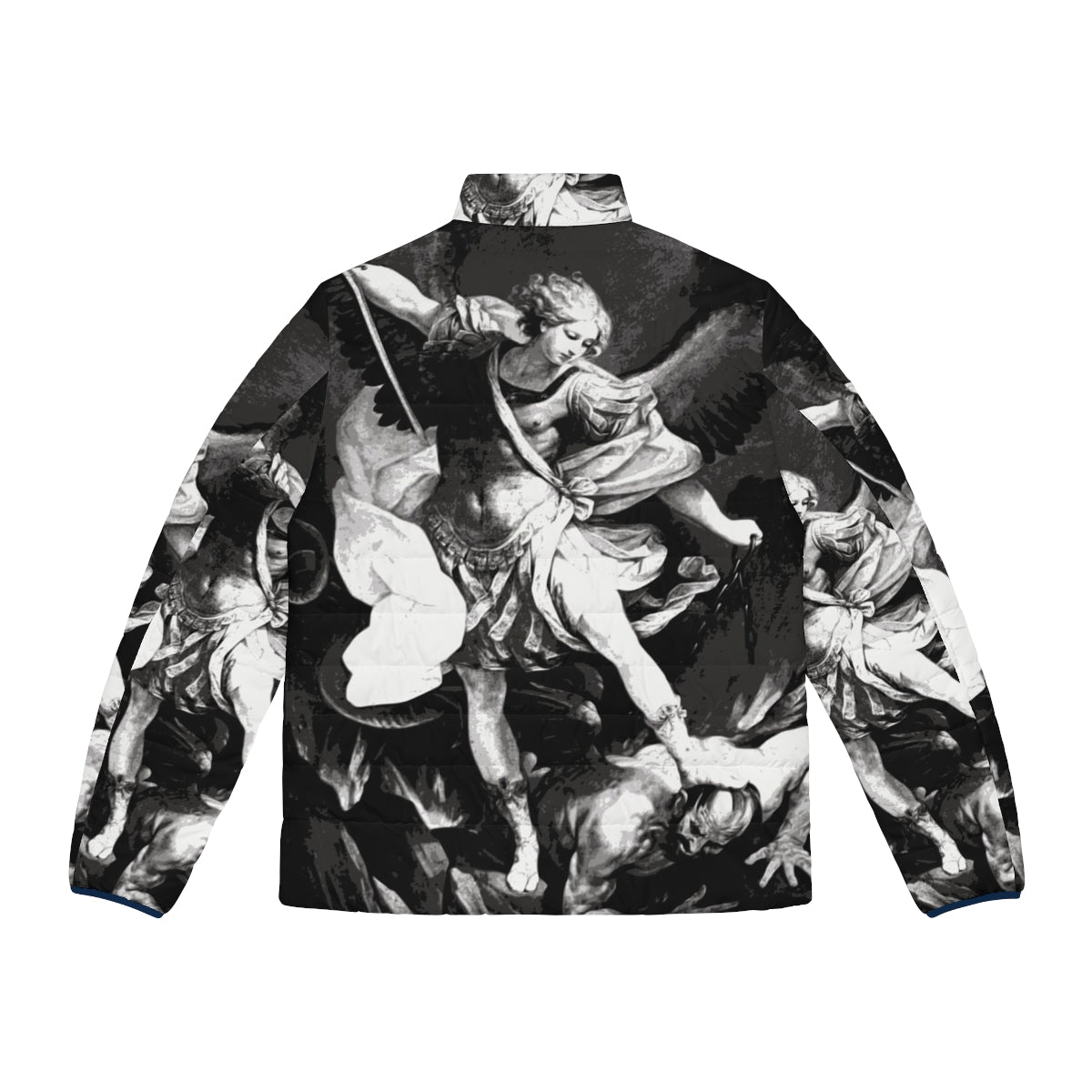 Saint Michael Archangel Puffer Jacket featuring the heavenly warrior's iconic image - Back