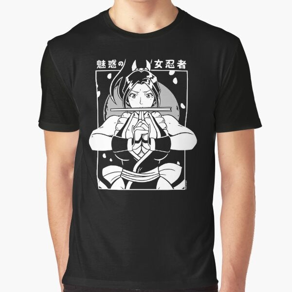 Graphic t-shirt featuring Mai Shiranui, the kunoichi goddess from the King of Fighters fighting game series