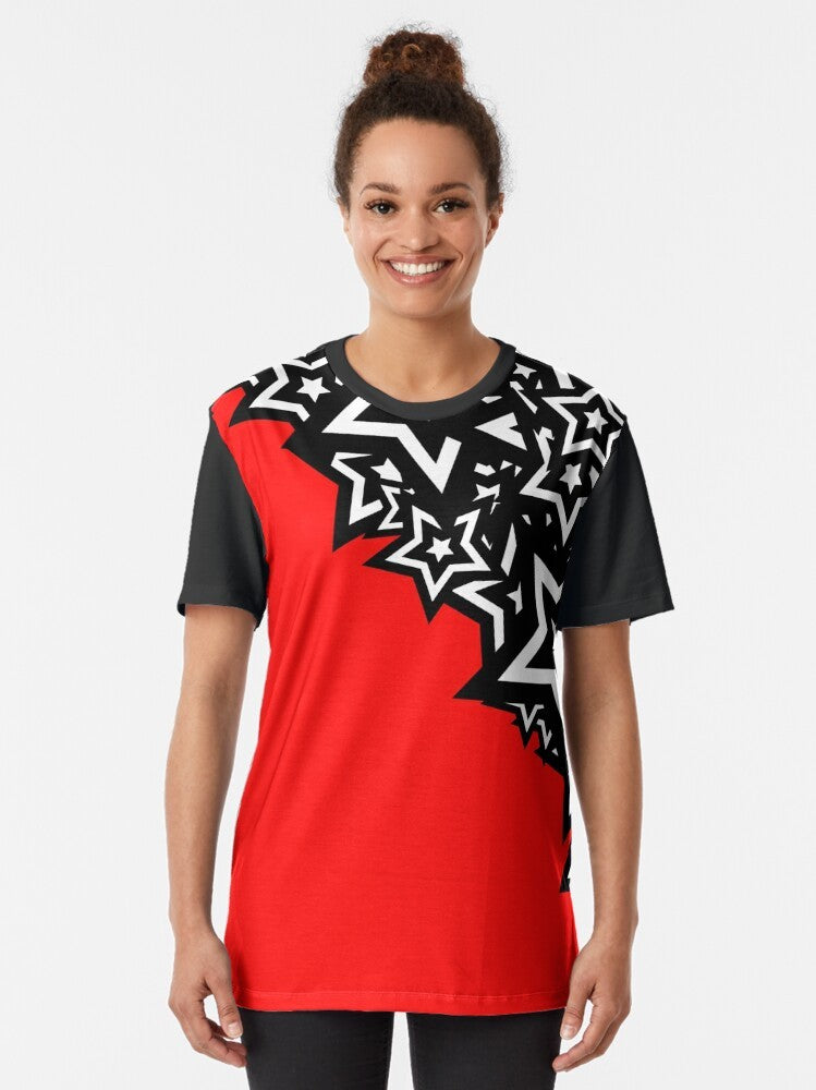 P5 Stars Graphic T-Shirt featuring the iconic Persona 5 stars design - Women